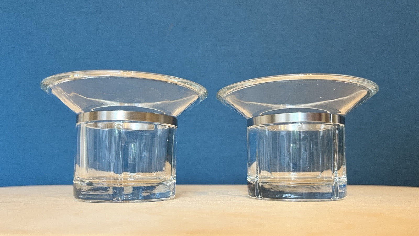 Pair Rosendahl Copenhagen Denmark Glass Tealight Candle Holders Danish Modern