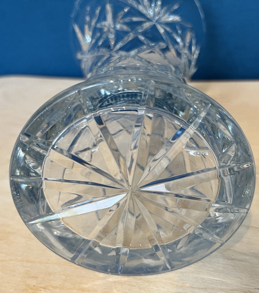 Large Lead Crystal Vase Diamond Cut Trumpet Vase 26cm Tall