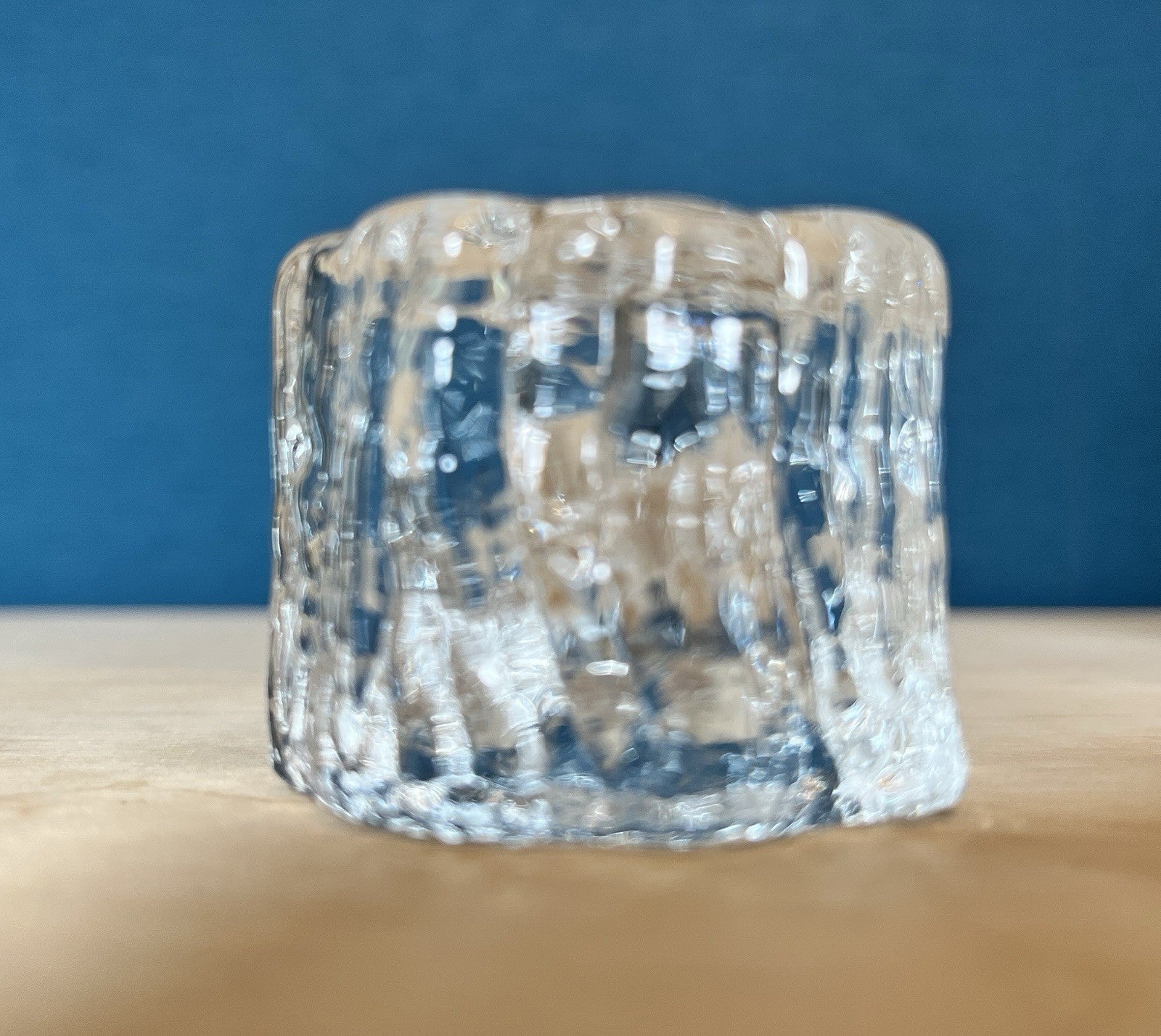 Scandinavian Ice Glass Candle Holders Pair Vintage Textured Glass Votive & Taper