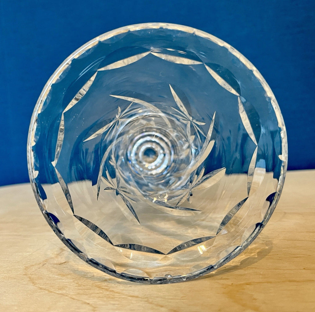 Vintage Cut Crystal Vase Star Cut Glass Flower Vase 20cm VGC