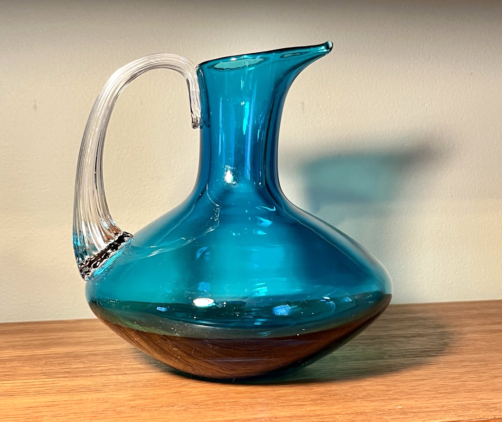 Whitefriars Kingfisher Blue Glass Decanter Jug 16.5cm Vintage Art Glass