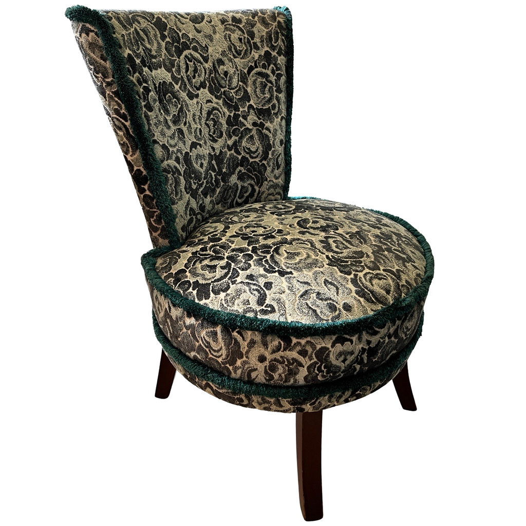 Vintage Upholstered Bedroom Chair Accent Chair Floral Damask Occasional Chair