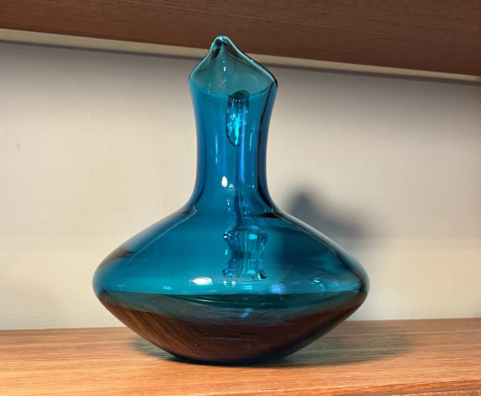 Whitefriars Kingfisher Blue Glass Decanter Jug 16.5cm Vintage Art Glass