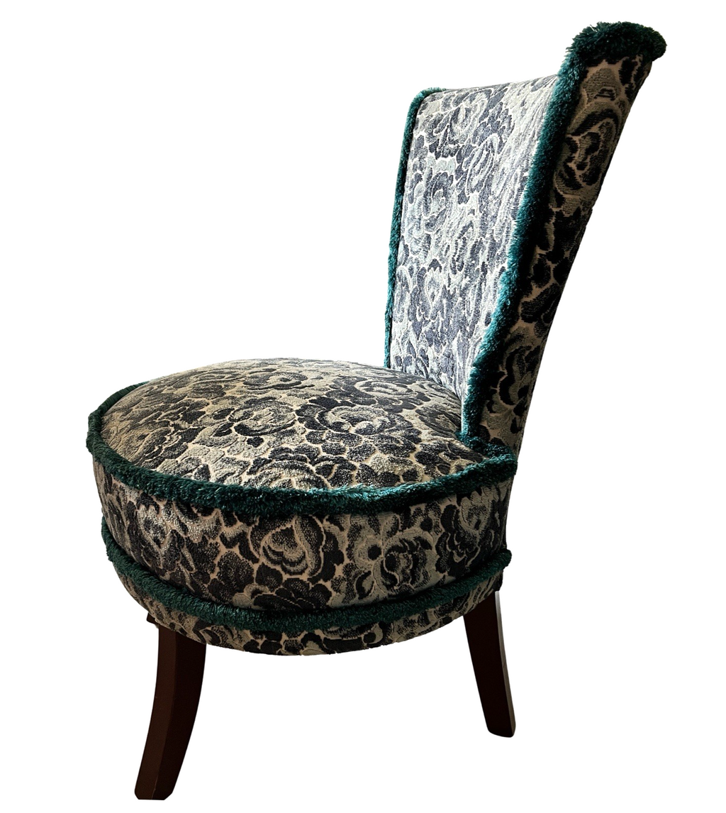 Vintage Upholstered Bedroom Chair Accent Chair Floral Damask Occasional Chair