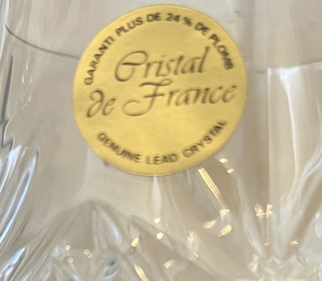 Pair Provence Cristal De France Lead Crystal Brandy Glasses Boxed Unused