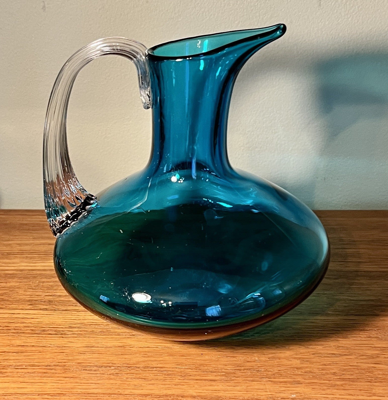 Whitefriars Kingfisher Blue Glass Decanter Jug 16.5cm Vintage Art Glass