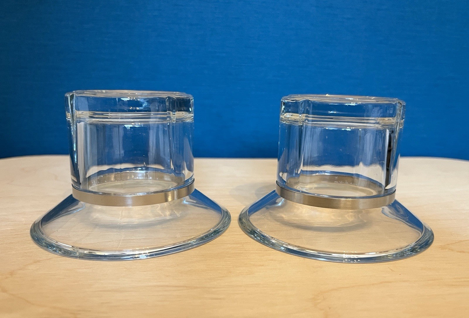 Pair Rosendahl Copenhagen Denmark Glass Tealight Candle Holders Danish Modern
