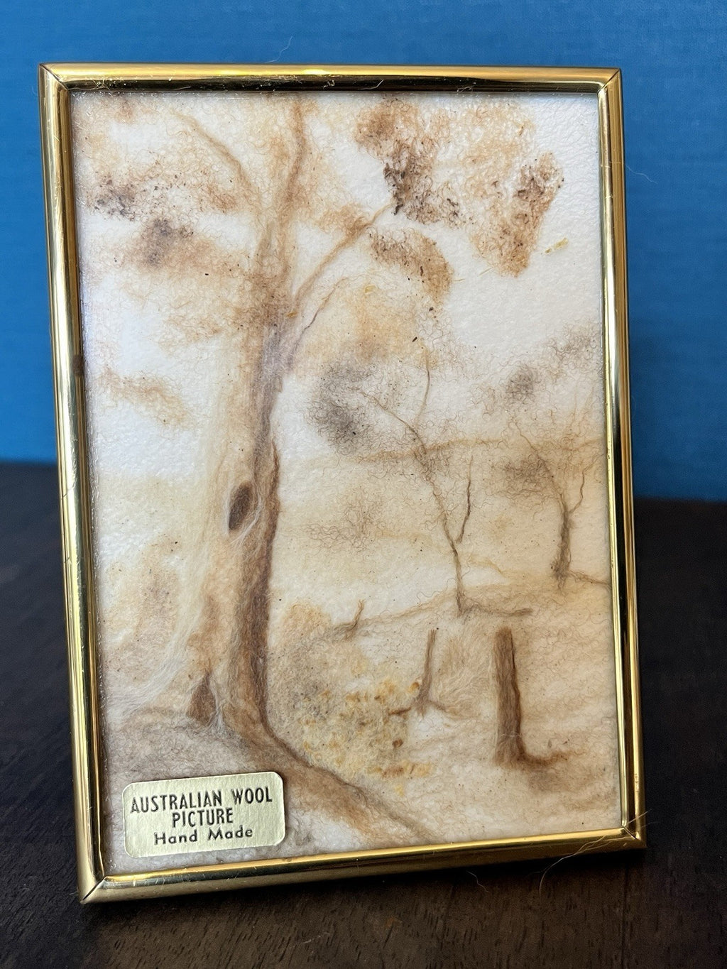 Vintage Australian Wool Picture Hand Made Landscape Sheep Wool Art Framed 13cm