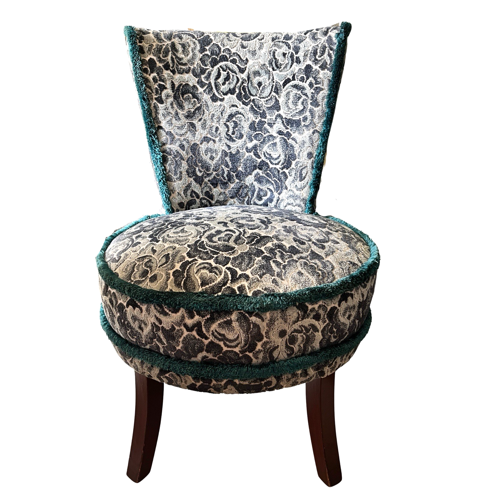 Vintage Upholstered Bedroom Chair Accent Chair Floral Damask Occasional Chair