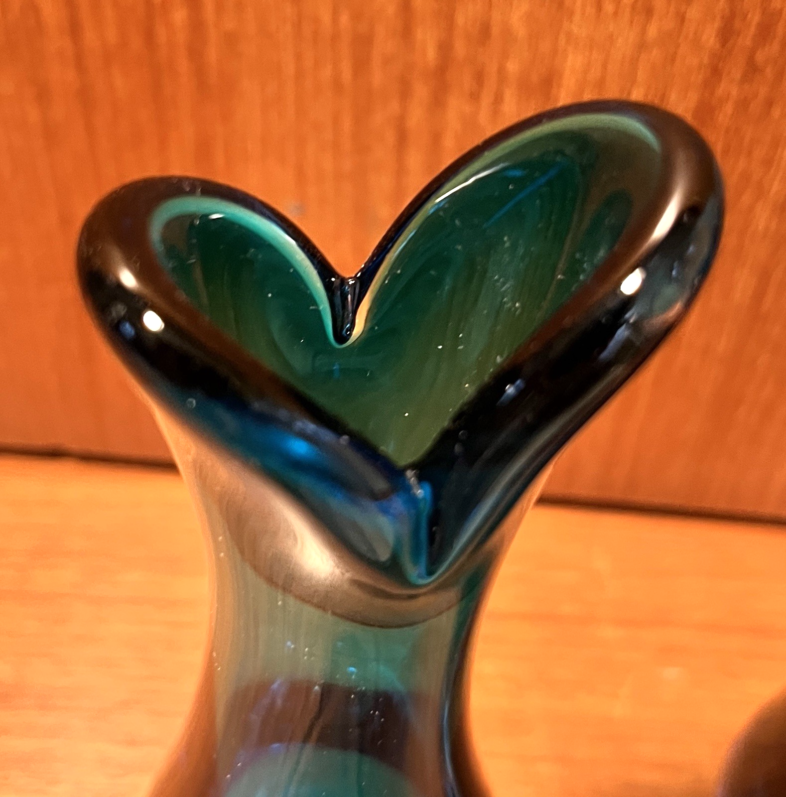 Whitefriars  Beak Vases Pair in Kingfisher Blue Mid Century Art Glass