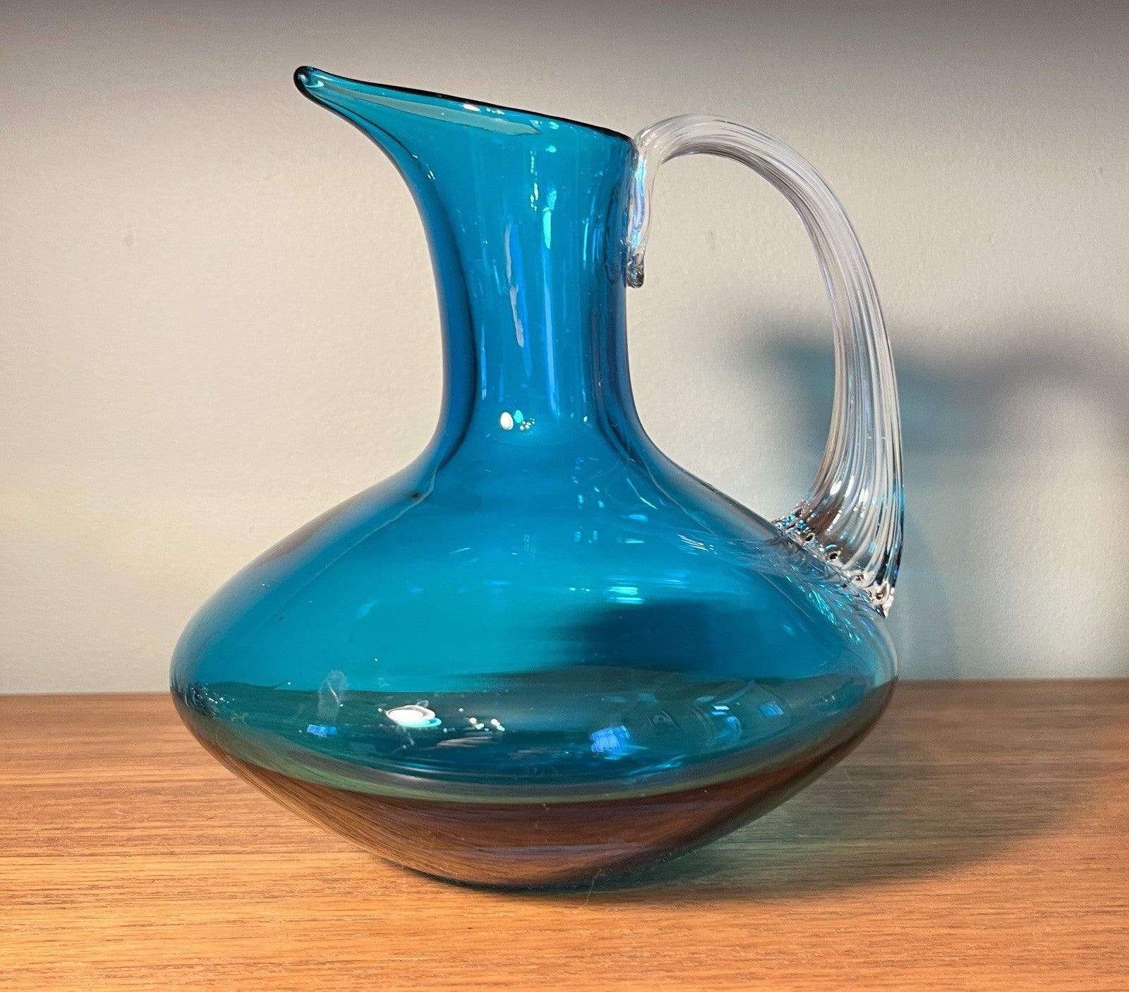 Whitefriars Kingfisher Blue Glass Decanter Jug 16.5cm Vintage Art Glass