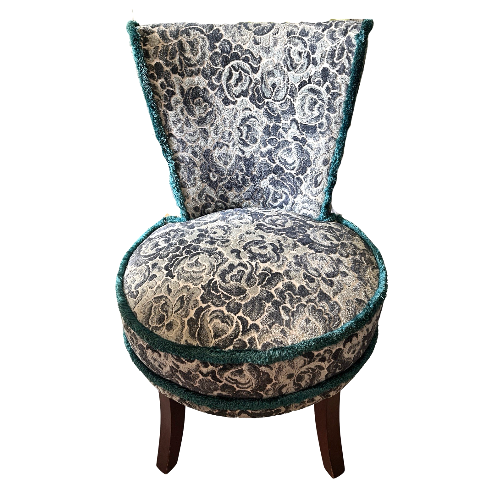 Vintage Upholstered Bedroom Chair Accent Chair Floral Damask Occasional Chair