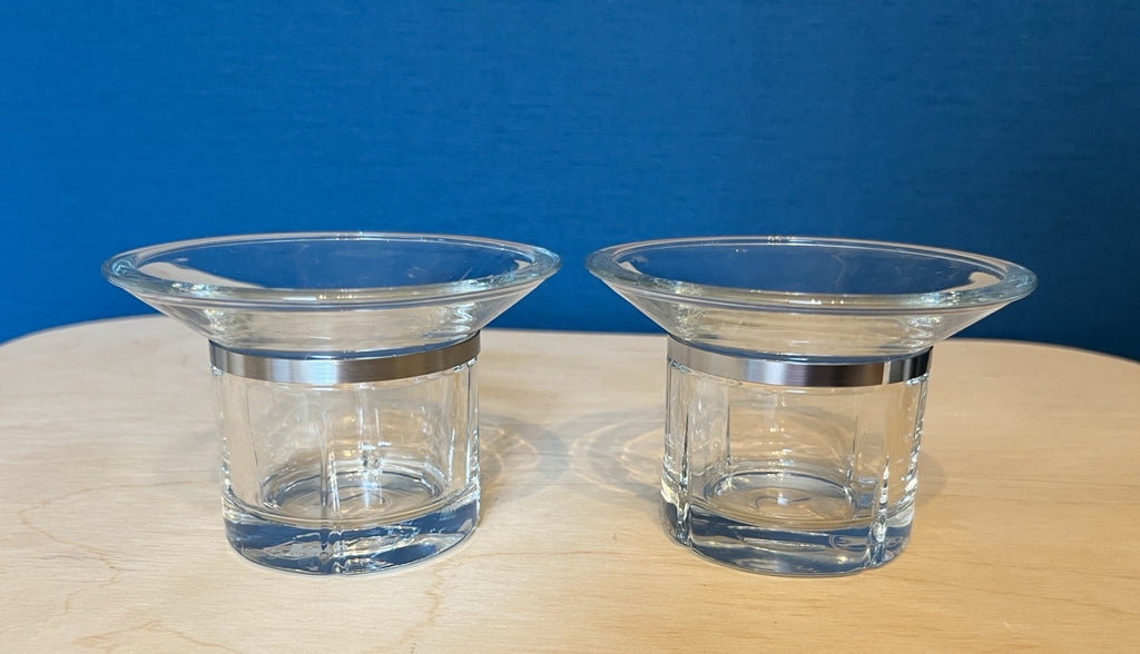 Pair Rosendahl Copenhagen Denmark Glass Tealight Candle Holders Danish Modern