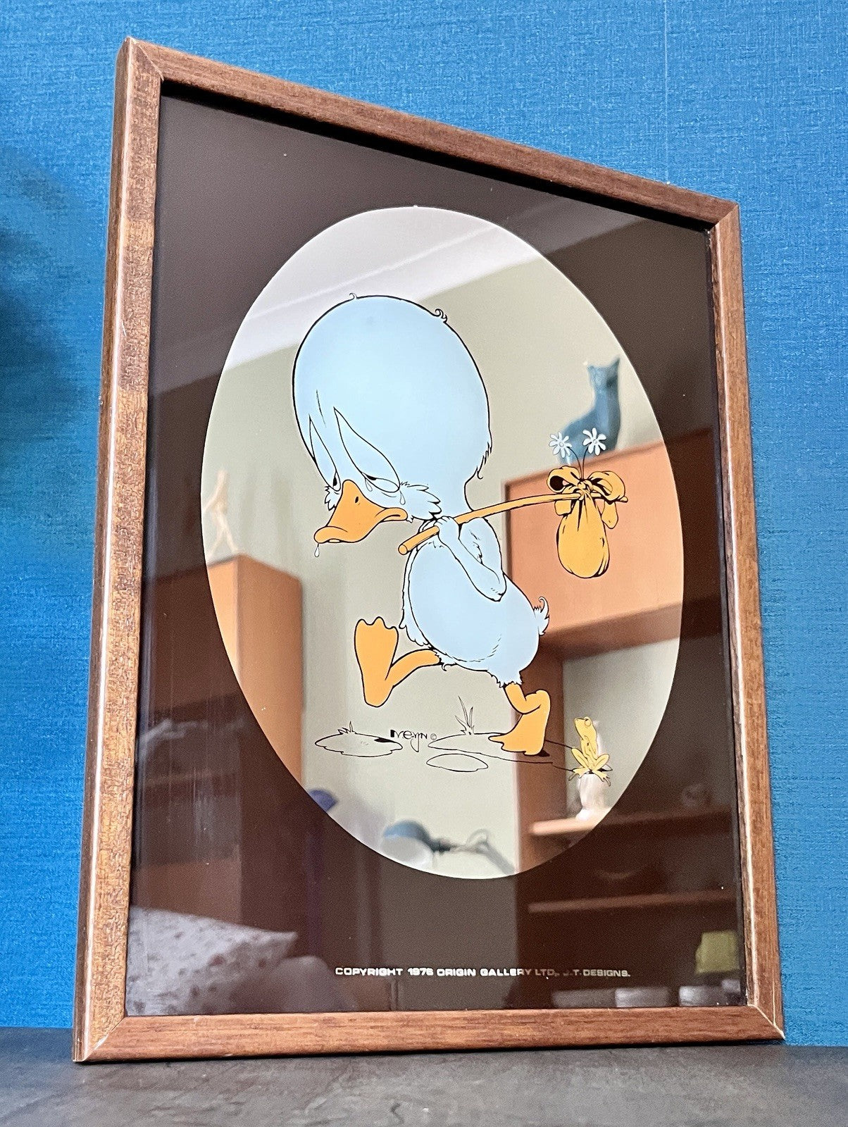 Vintage Ugly Duckling Picture J.T. Designs Framed Nursery Wall Art 1970s