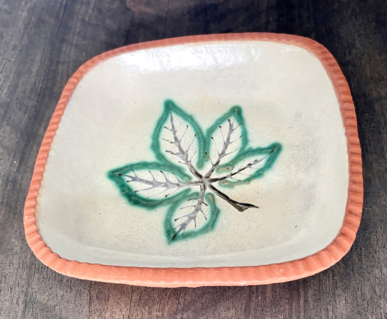 Cross Keys Pottery Leaf Dish Studio Pottery Bowl Handmade Ceramic Dish