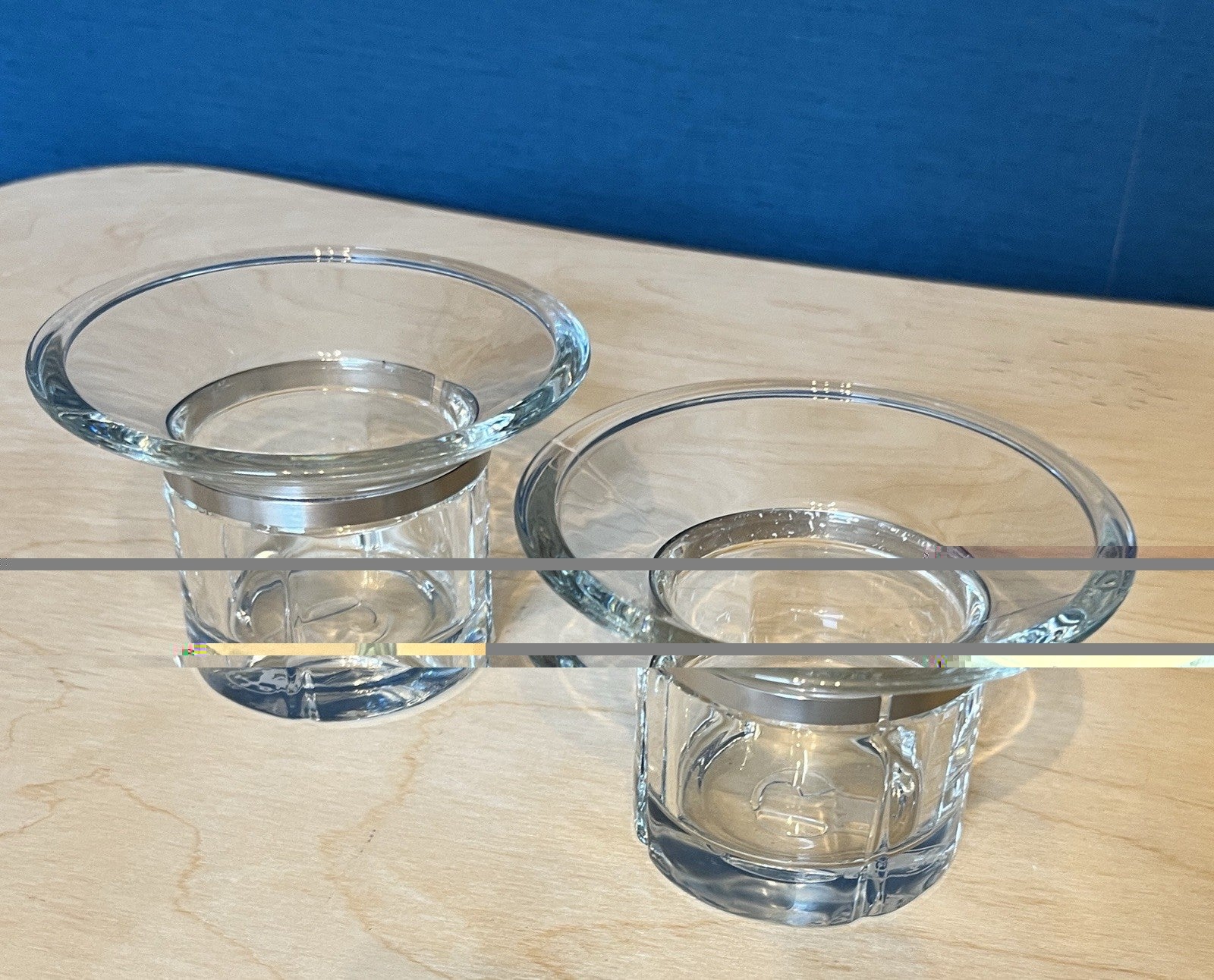 Pair Rosendahl Copenhagen Denmark Glass Tealight Candle Holders Danish Modern