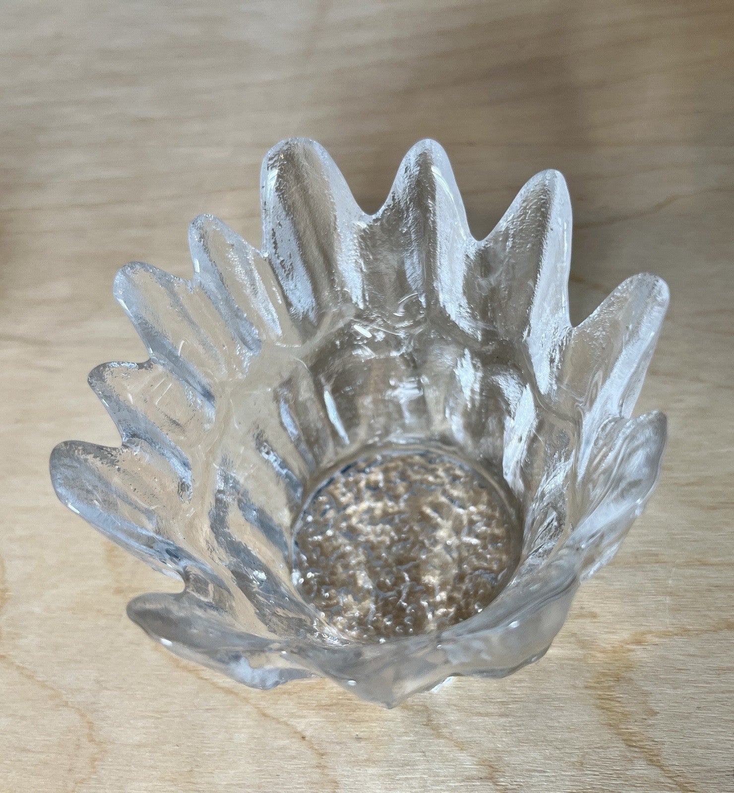 Scandinavian Ice Glass Candle Holders Pair Vintage Textured Glass Votive & Taper