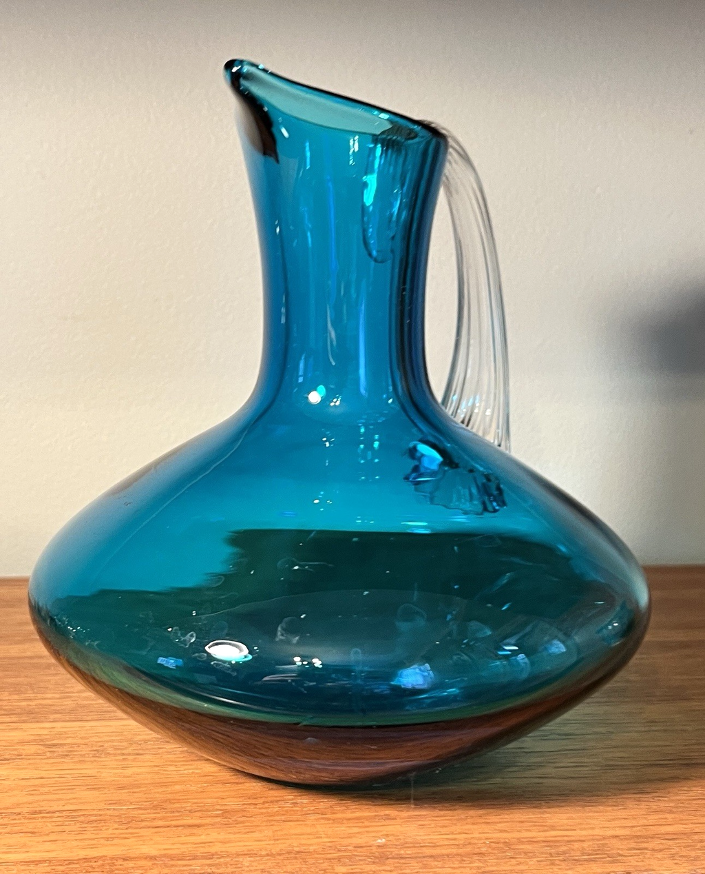 Whitefriars Kingfisher Blue Glass Decanter Jug 16.5cm Vintage Art Glass