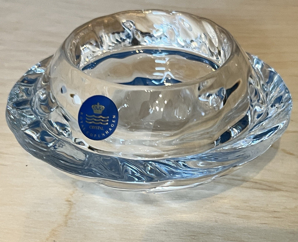 2 Royal Copenhagen Crystal Votive Candle Holders Danish Glass Tea Light Holders