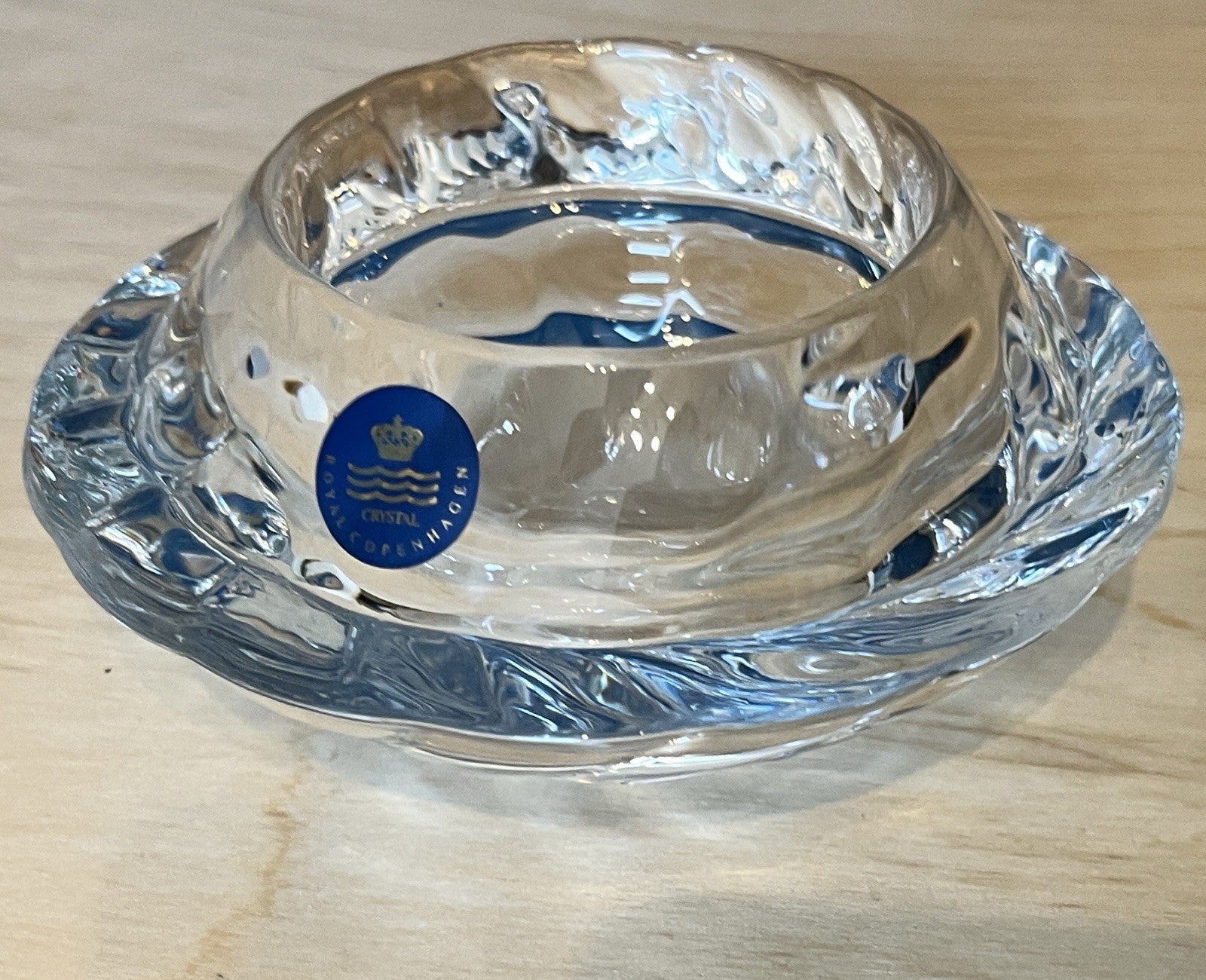 2 Royal Copenhagen Crystal Votive Candle Holders Danish Glass Tea Light Holders