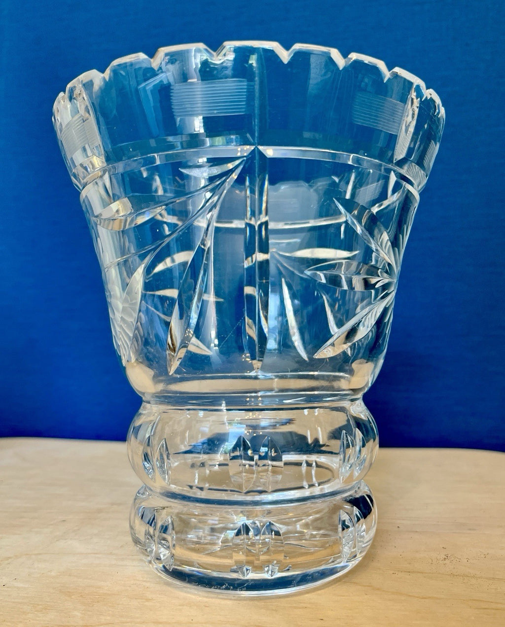 Heavy Cut Crystal Vase Starburst Floral Cut Glass Vase 16cm Crystal Ice Bucket