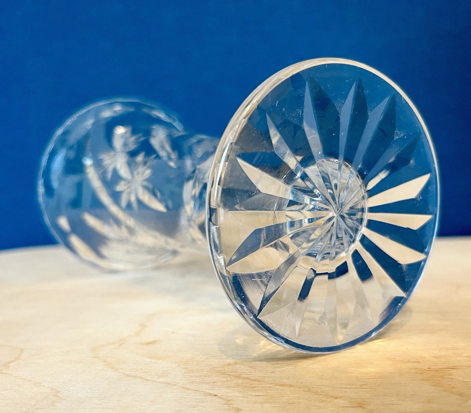 Vintage Cut Crystal Vase Star Cut Glass Flower Vase 20cm VGC