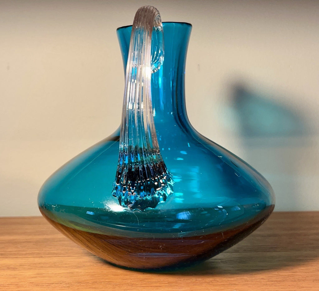 Whitefriars Kingfisher Blue Glass Decanter Jug 16.5cm Vintage Art Glass