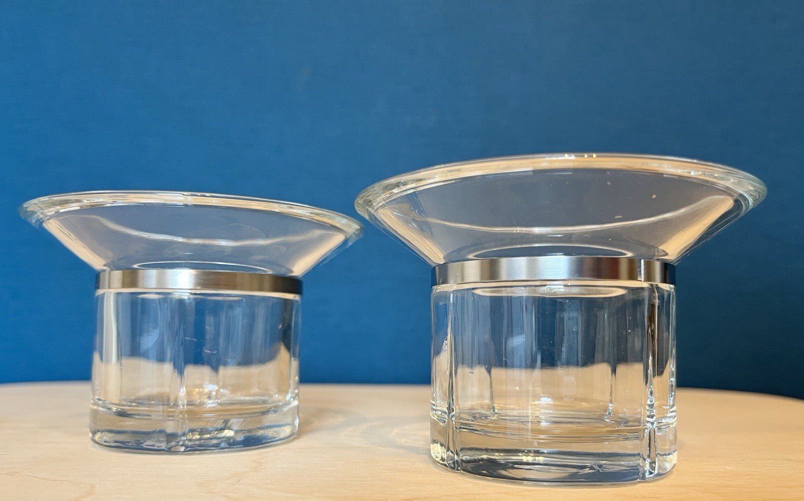 Pair Rosendahl Copenhagen Denmark Glass Tealight Candle Holders Danish Modern
