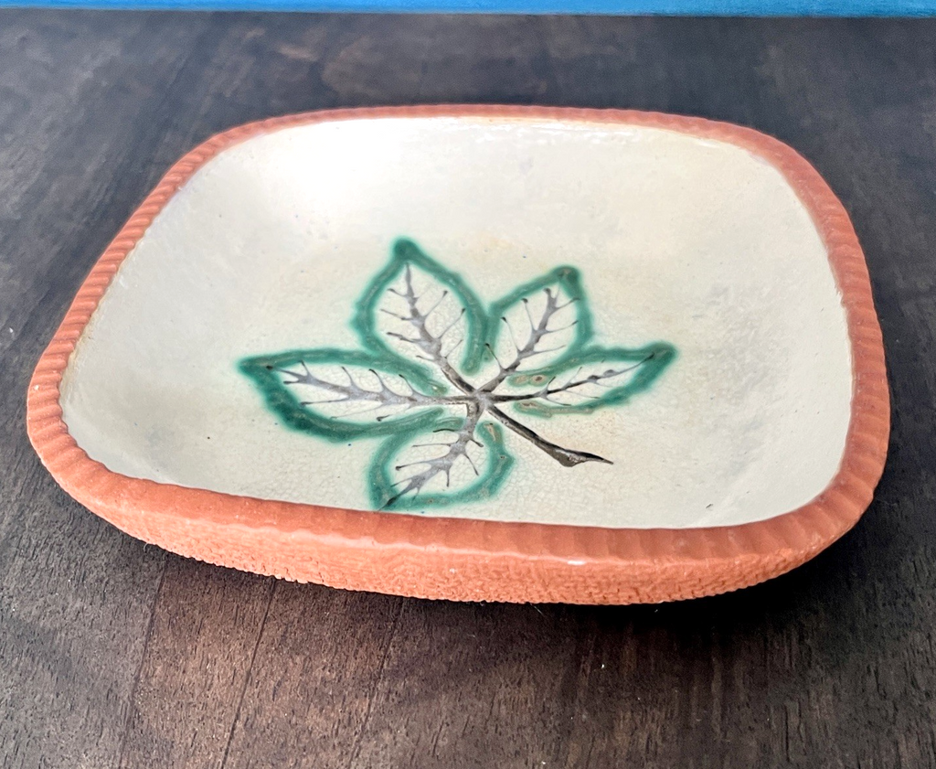 Cross Keys Pottery Leaf Dish Studio Pottery Bowl Handmade Ceramic Dish