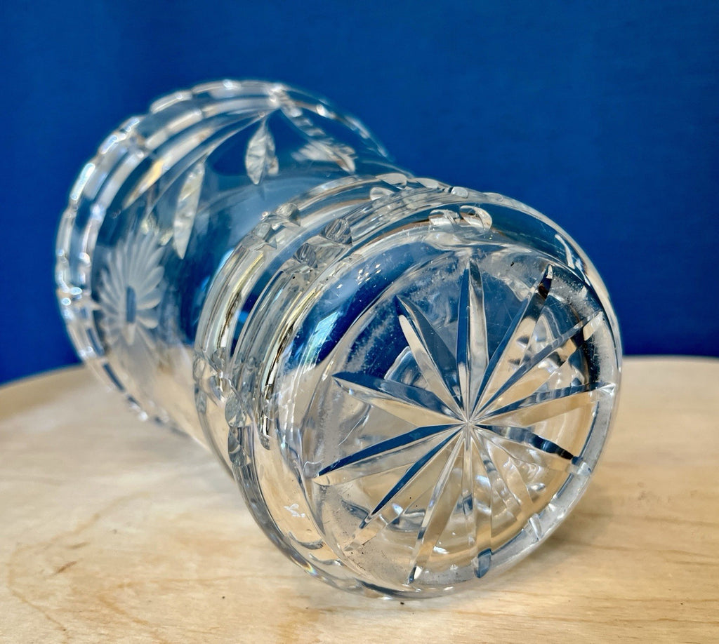 Heavy Cut Crystal Vase Starburst Floral Cut Glass Vase 16cm Crystal Ice Bucket