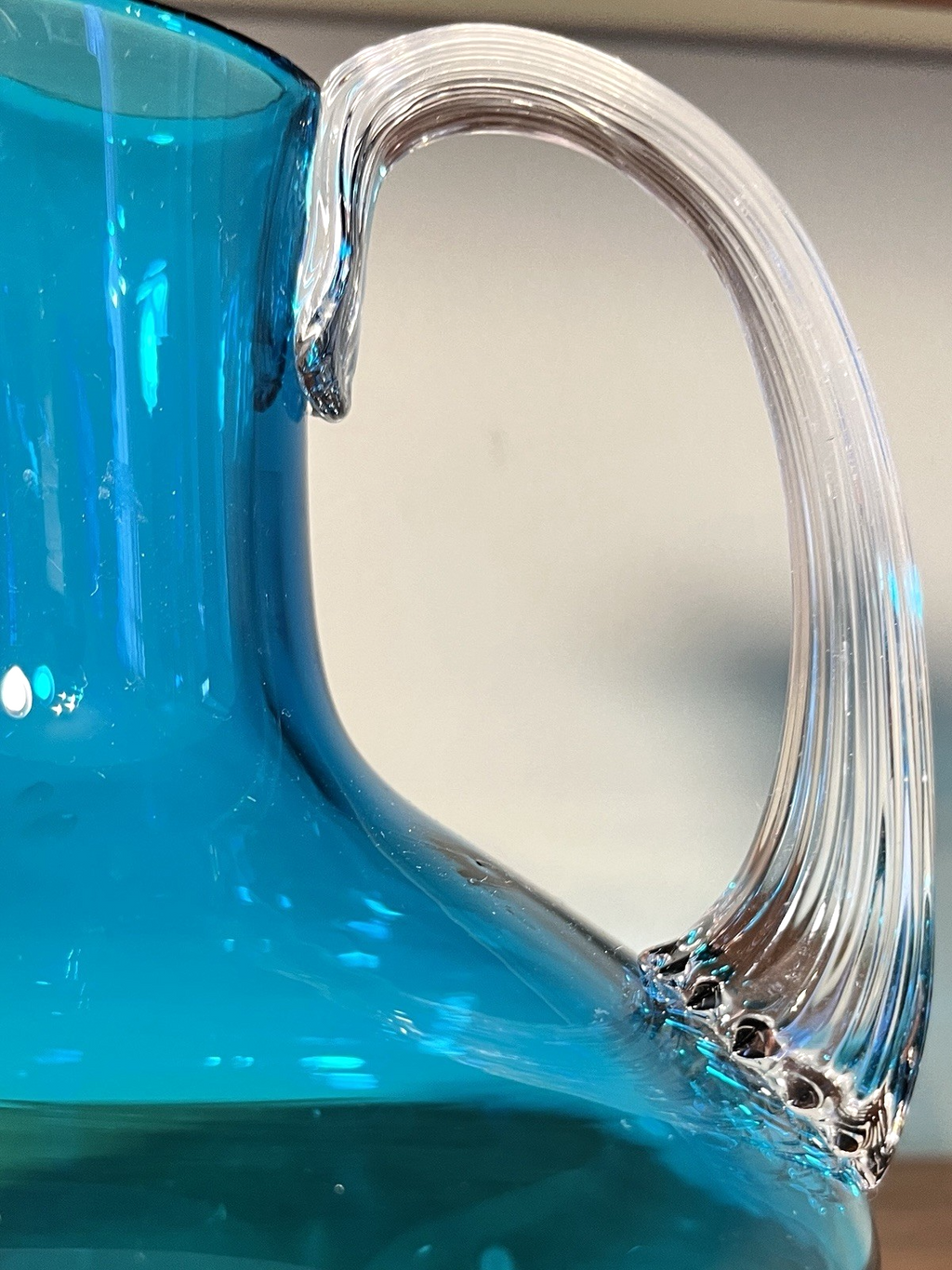 Whitefriars Kingfisher Blue Glass Decanter Jug 16.5cm Vintage Art Glass
