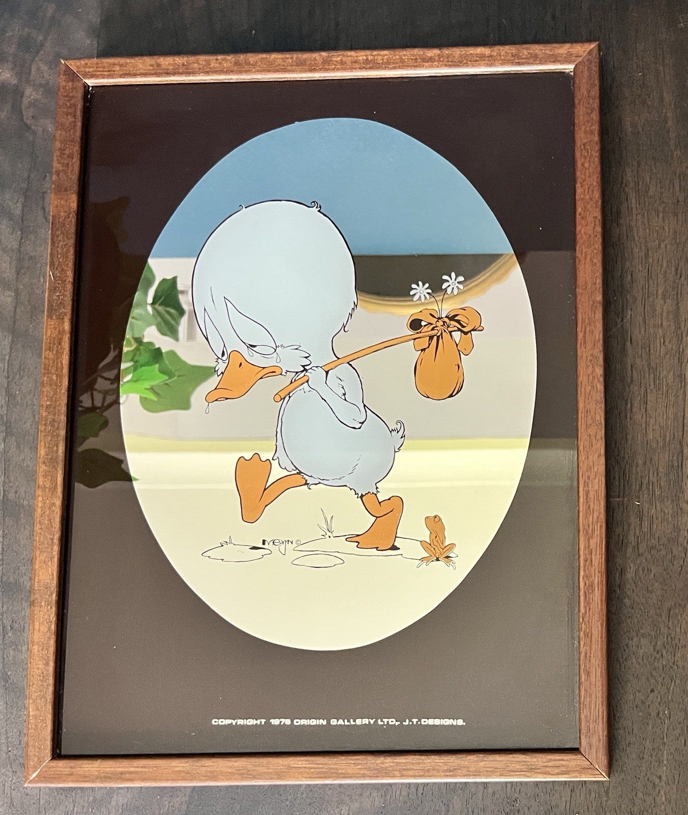 Vintage Ugly Duckling Picture J.T. Designs Framed Nursery Wall Art 1970s
