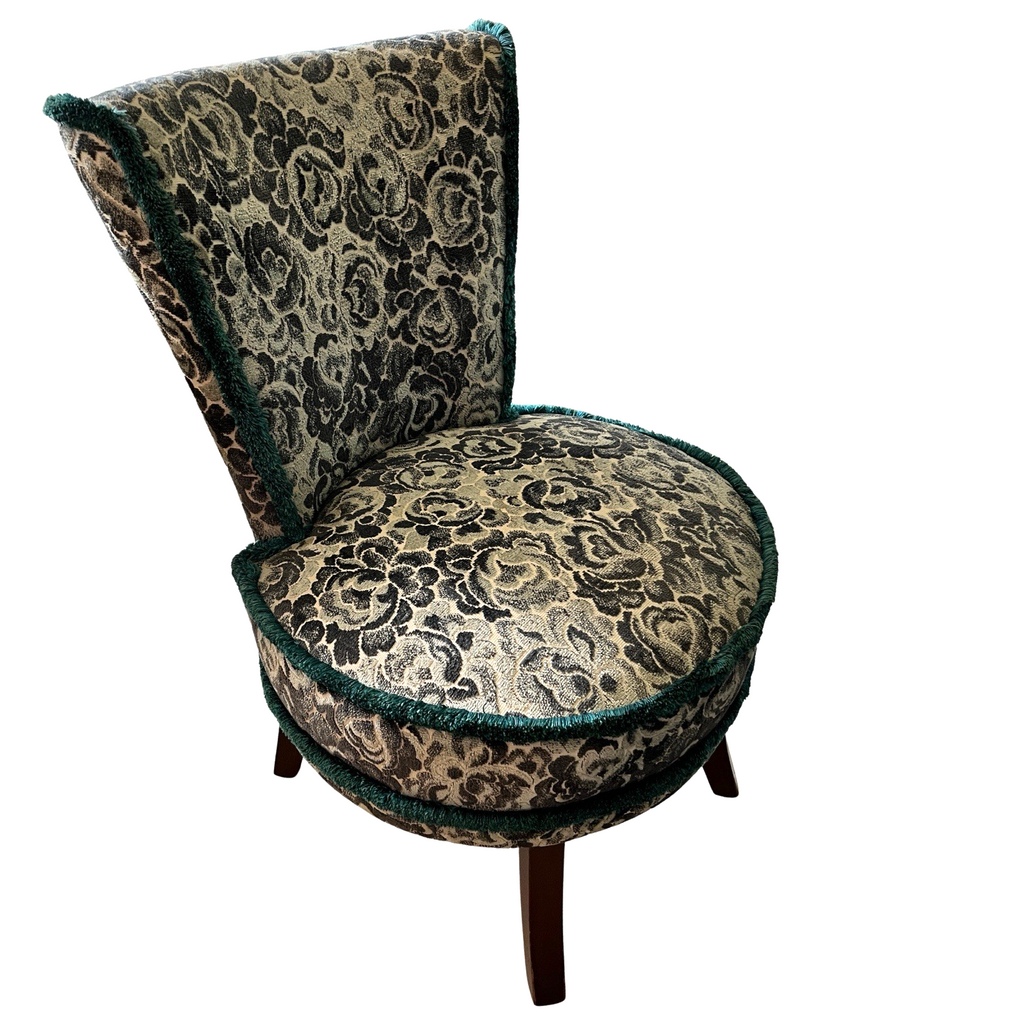 Vintage Upholstered Bedroom Chair Accent Chair Floral Damask Occasional Chair