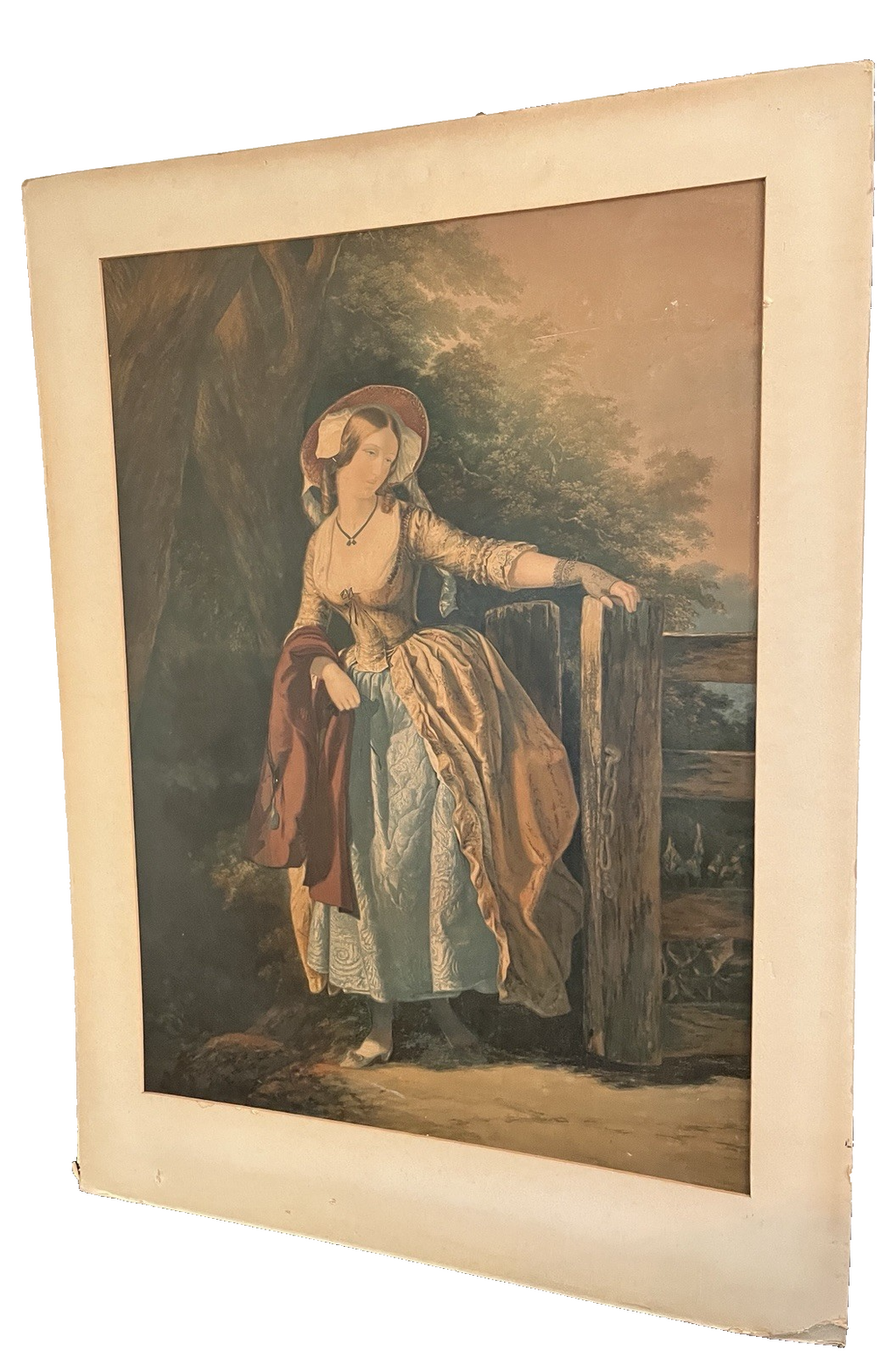 George Baxter The Parting Look Antique Victorian Baxter Process Colour Print