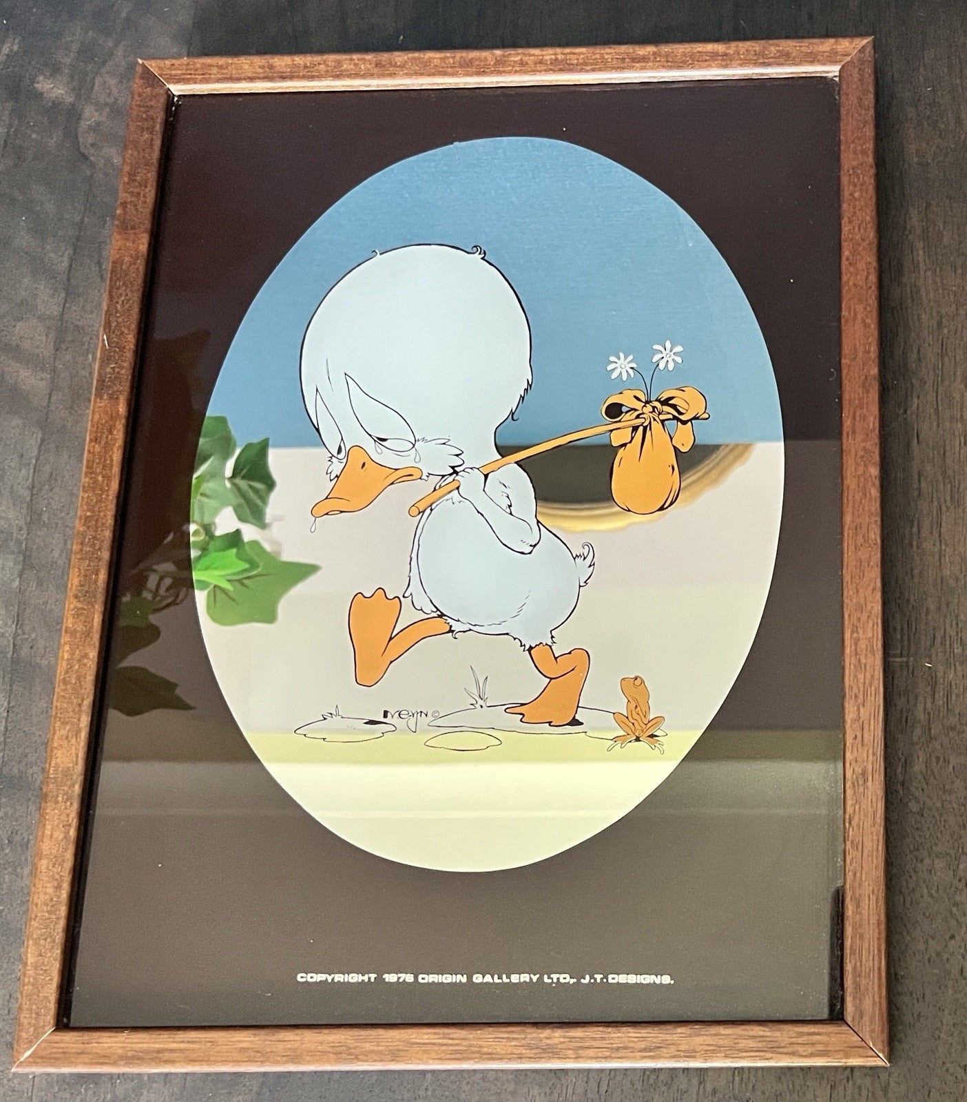 Vintage Ugly Duckling Picture J.T. Designs Framed Nursery Wall Art 1970s