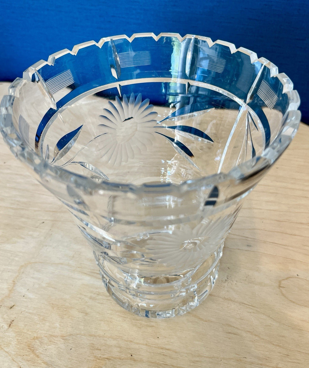 Heavy Cut Crystal Vase Starburst Floral Cut Glass Vase 16cm Crystal Ice Bucket