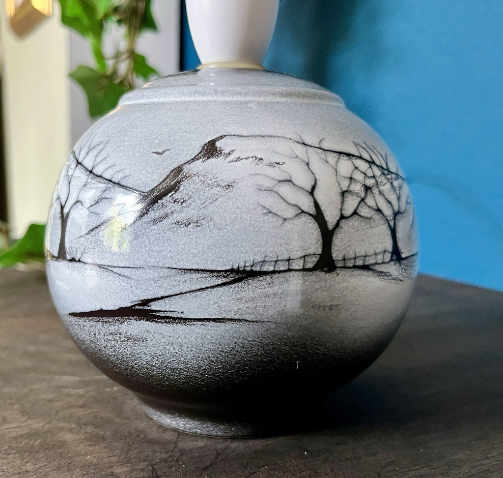 Vintage Select Ceramics England Hand Painted Table Lamp Landscape Scene Working