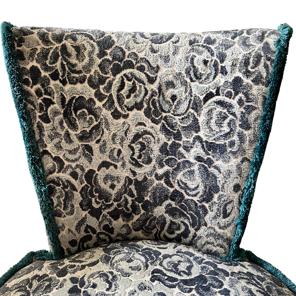 Vintage Upholstered Bedroom Chair Accent Chair Floral Damask Occasional Chair