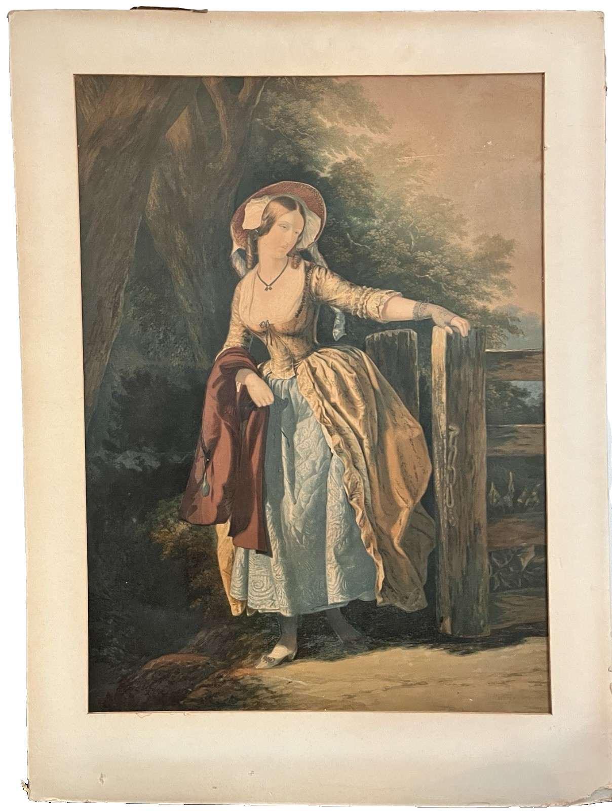 George Baxter The Parting Look Antique Victorian Baxter Process Colour Print