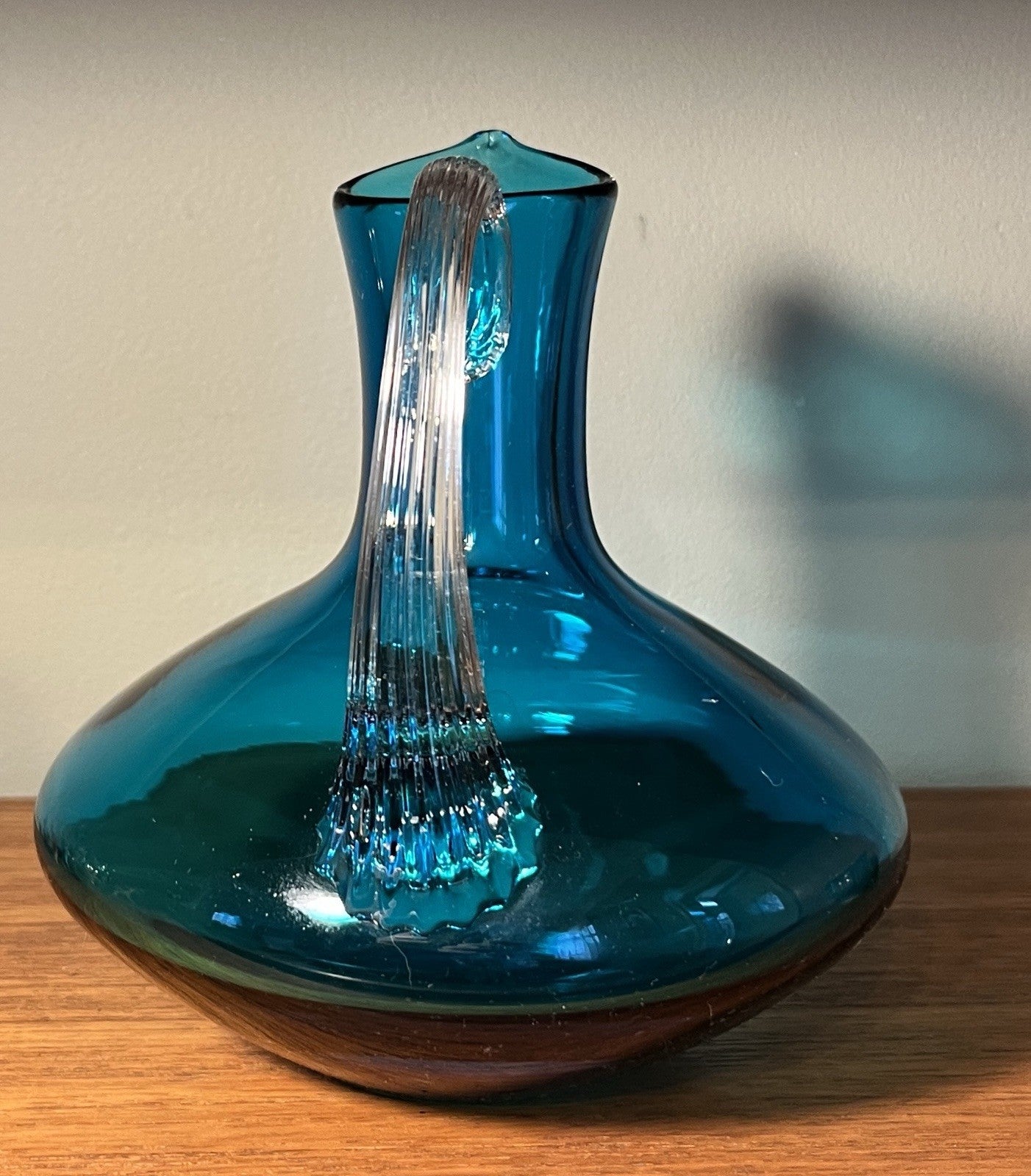 Whitefriars Kingfisher Blue Glass Decanter Jug 16.5cm Vintage Art Glass