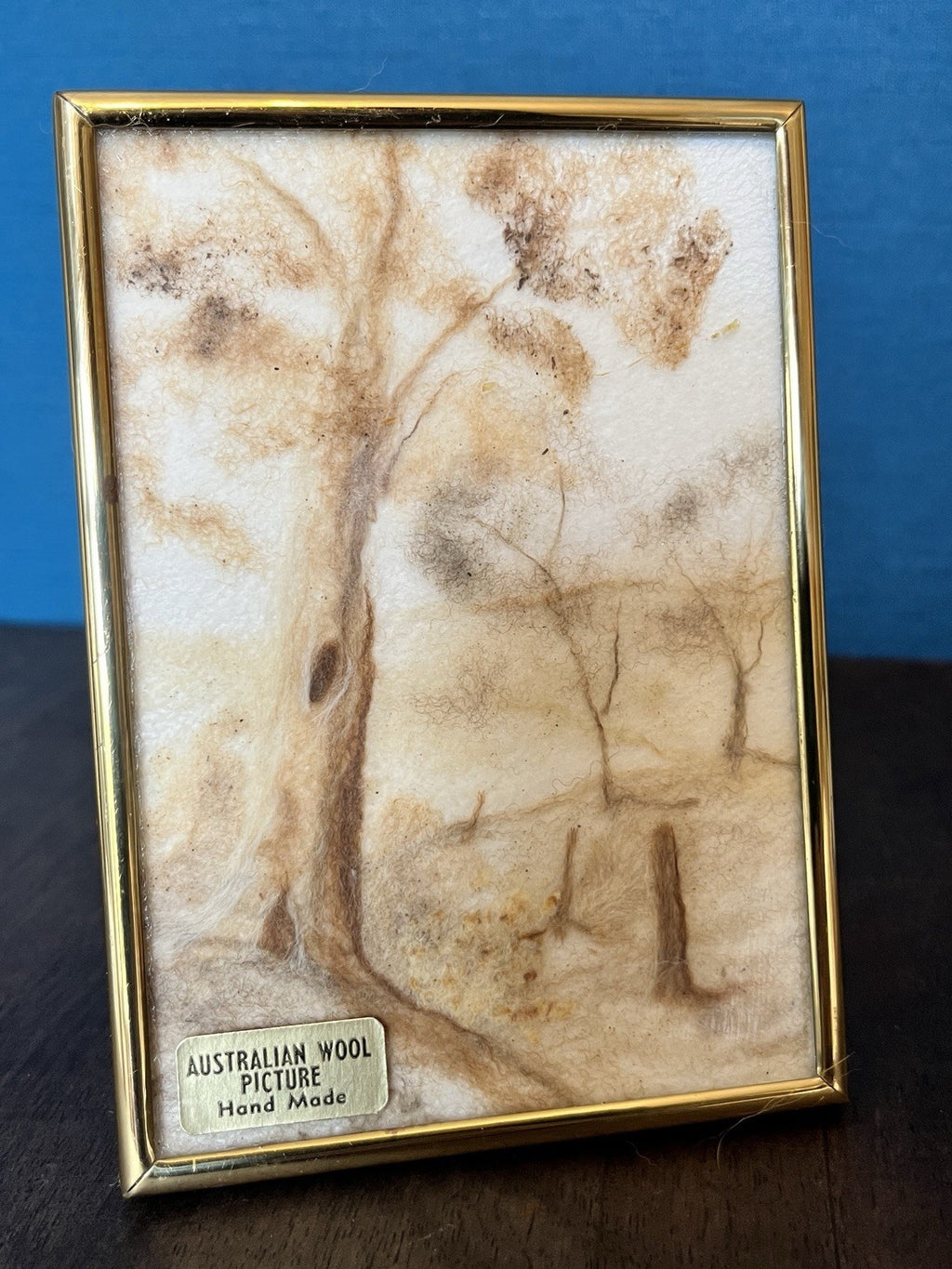 Vintage Australian Wool Picture Hand Made Landscape Sheep Wool Art Framed 13cm