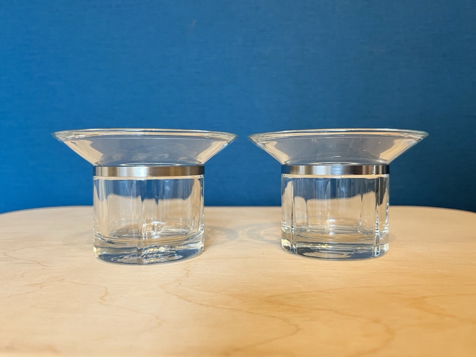 Pair Rosendahl Copenhagen Denmark Glass Tealight Candle Holders Danish Modern