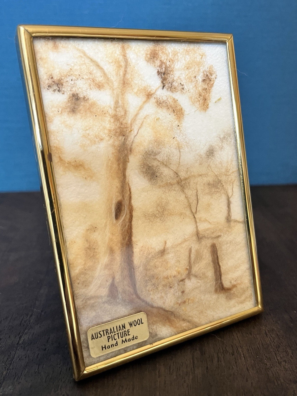 Vintage Australian Wool Picture Hand Made Landscape Sheep Wool Art Framed 13cm