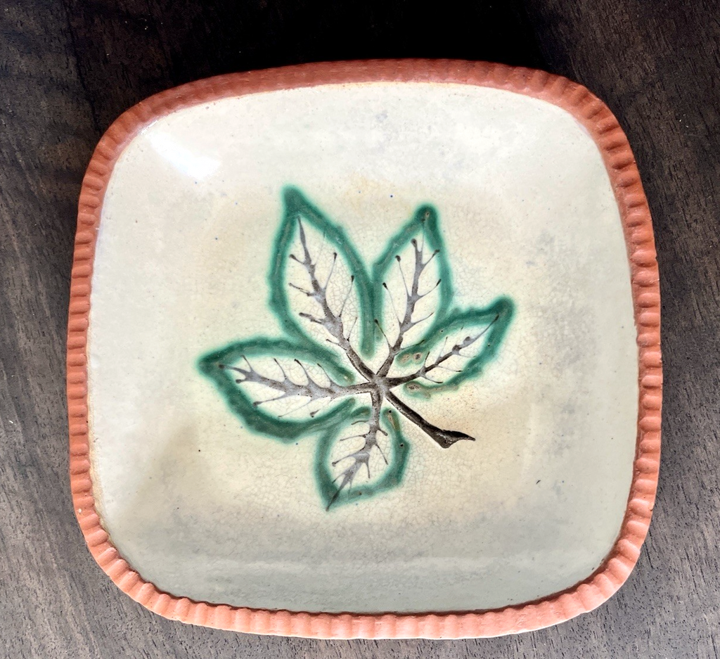 Cross Keys Pottery Leaf Dish Studio Pottery Bowl Handmade Ceramic Dish