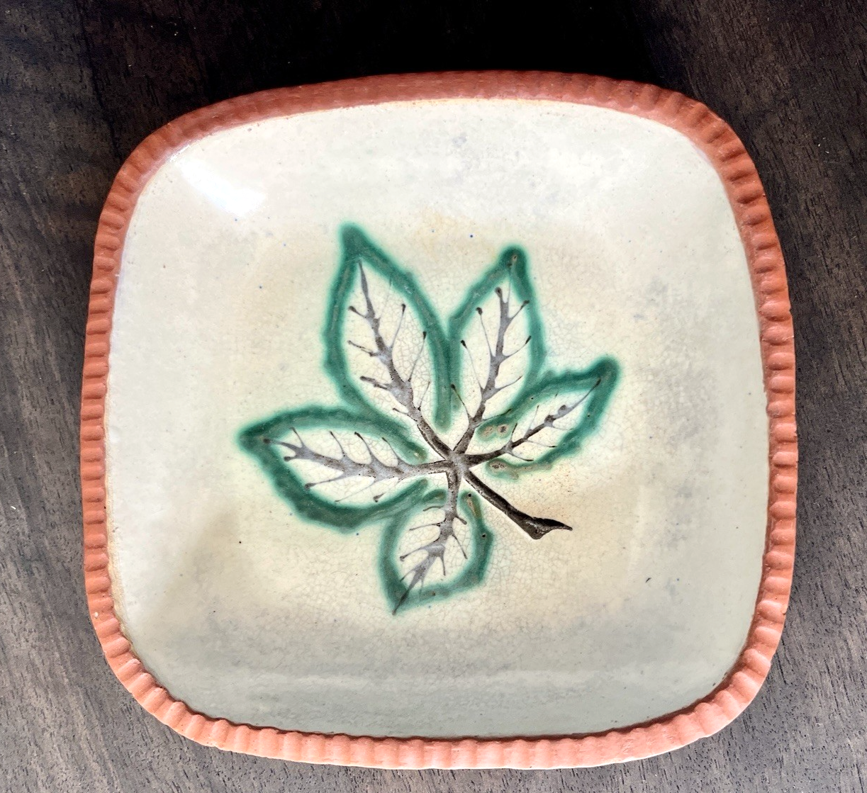 Cross Keys Pottery Leaf Dish Studio Pottery Bowl Handmade Ceramic Dish