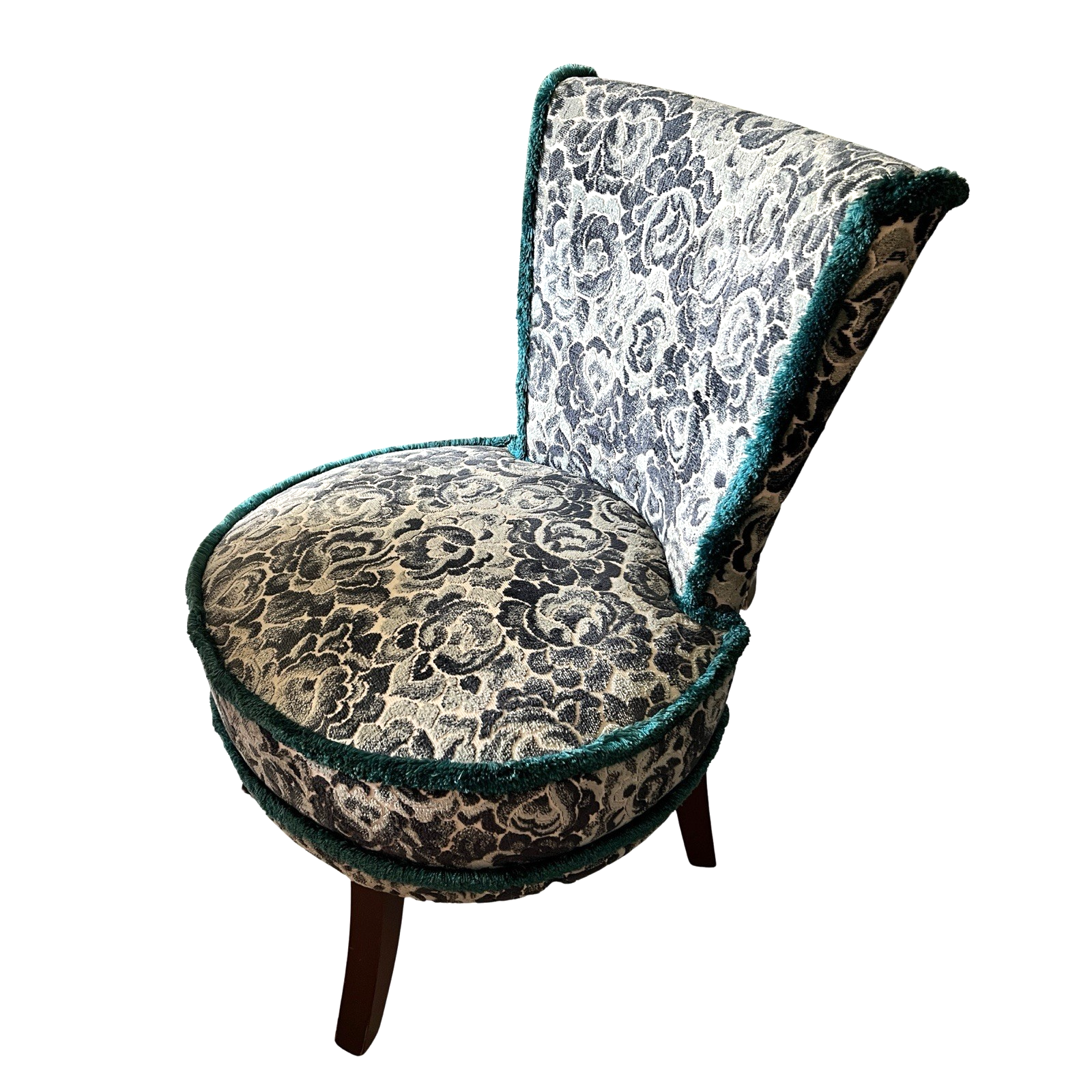 Vintage Upholstered Bedroom Chair Accent Chair Floral Damask Occasional Chair