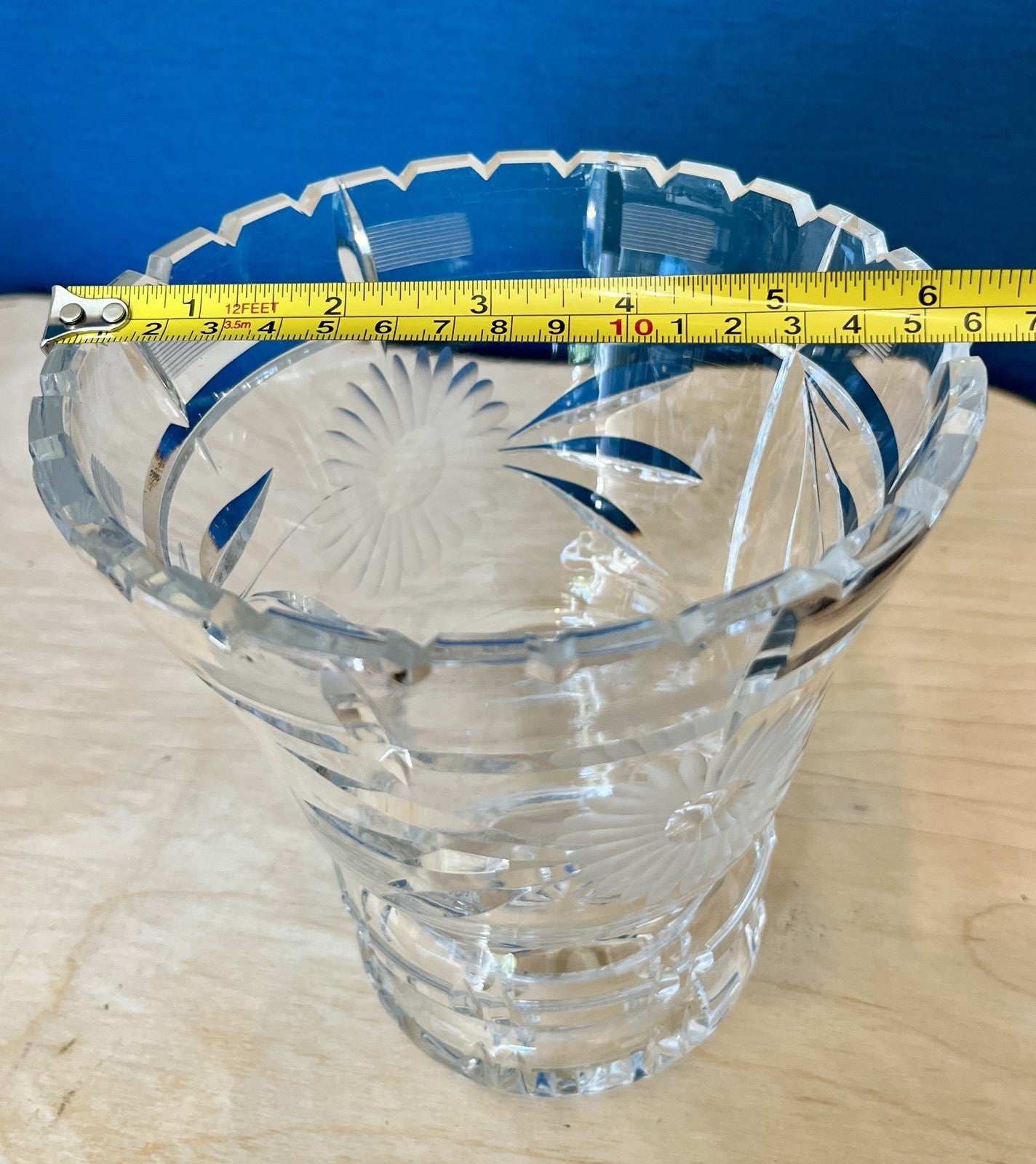 Heavy Cut Crystal Vase Starburst Floral Cut Glass Vase 16cm Crystal Ice Bucket