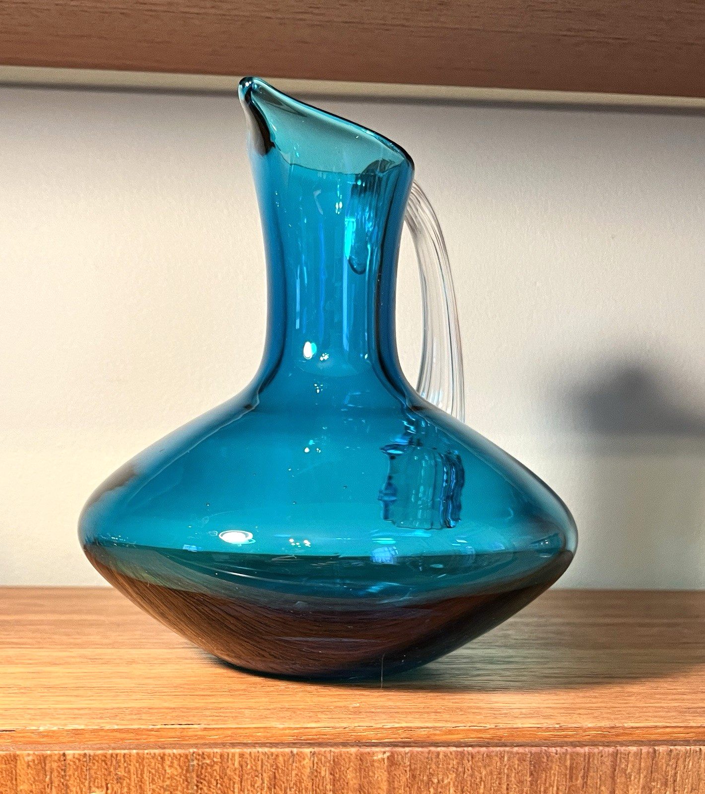 Whitefriars Kingfisher Blue Glass Decanter Jug 16.5cm Vintage Art Glass