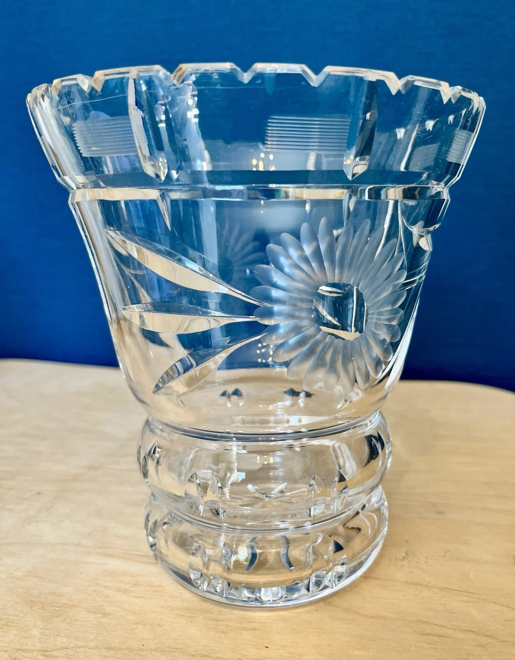 Heavy Cut Crystal Vase Starburst Floral Cut Glass Vase 16cm Crystal Ice Bucket