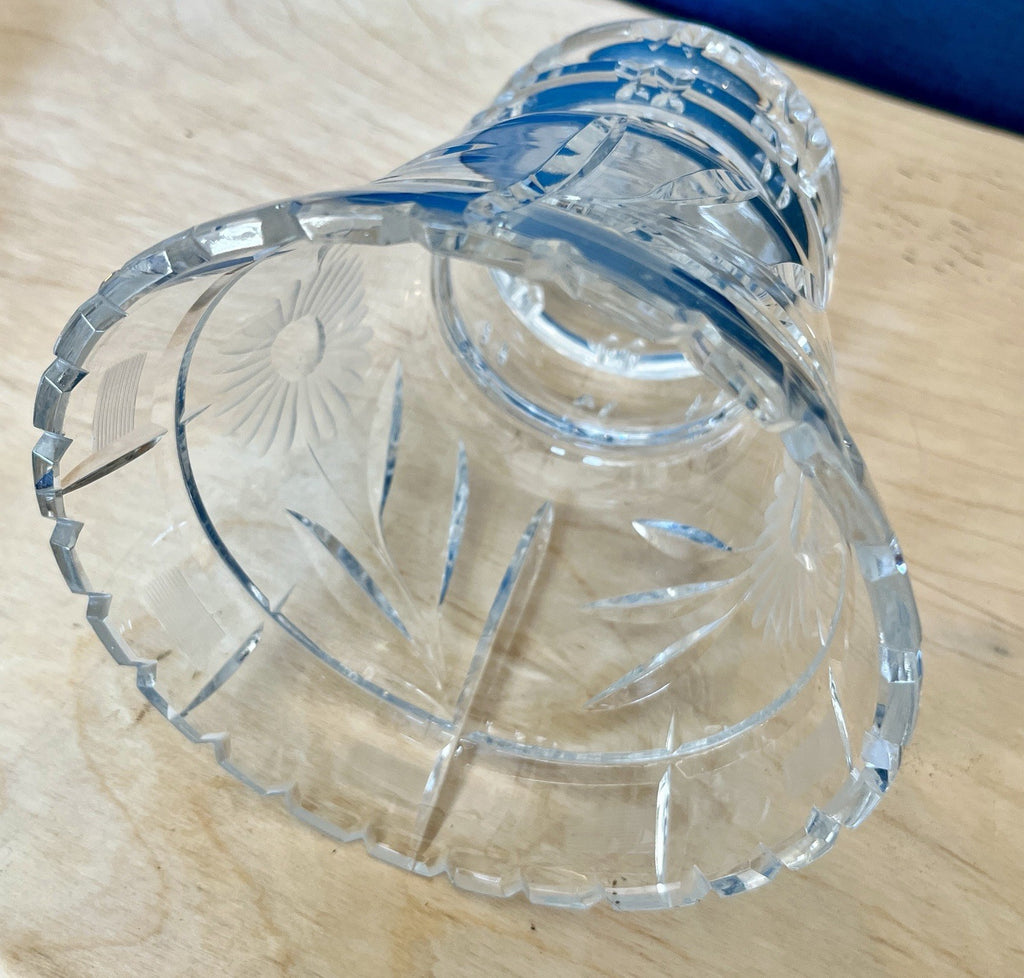 Heavy Cut Crystal Vase Starburst Floral Cut Glass Vase 16cm Crystal Ice Bucket